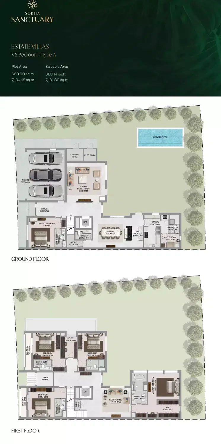 The Grove At Sobha Sanctuary 6 Bedroom Villas Floor Plan