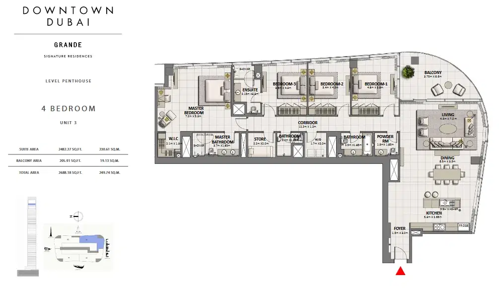 Emaar Grande Signature Residences 4 Bedroom Penthouses Floor Plan