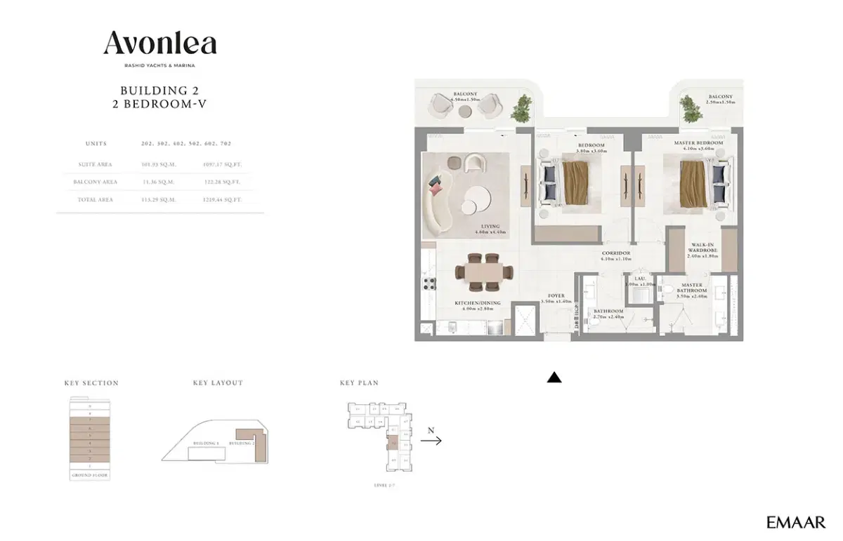 Emaar Avonlea 2 Bedroom Apartments Floor Plan