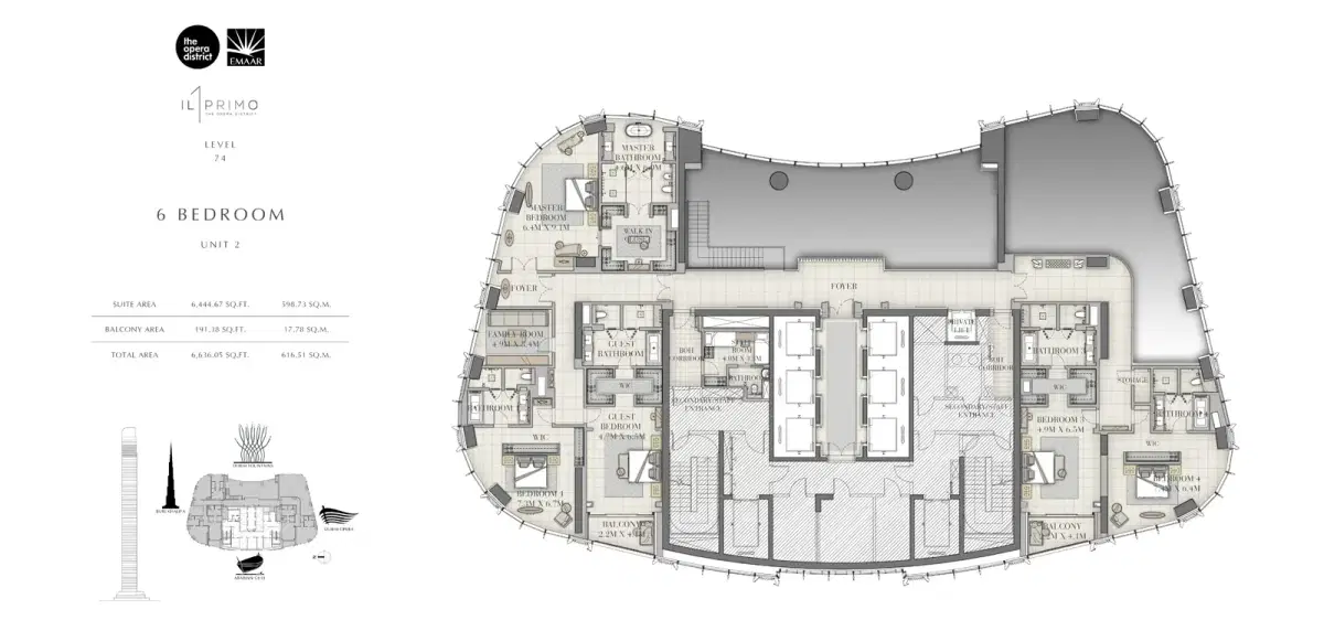 EMAAR IL Primo Dubai 6 BR Floor Plan 6,636 Sq. Ft.