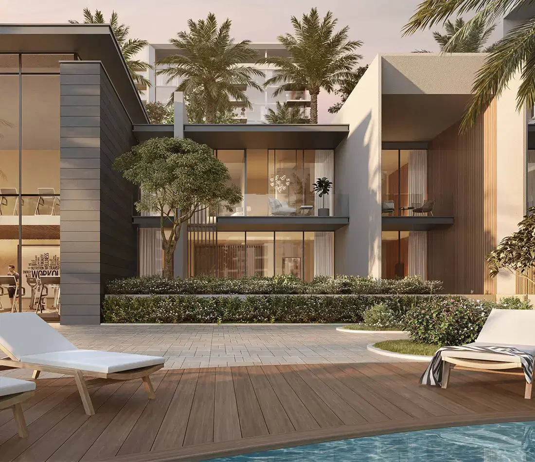 Naya at District One landscaped pool deck