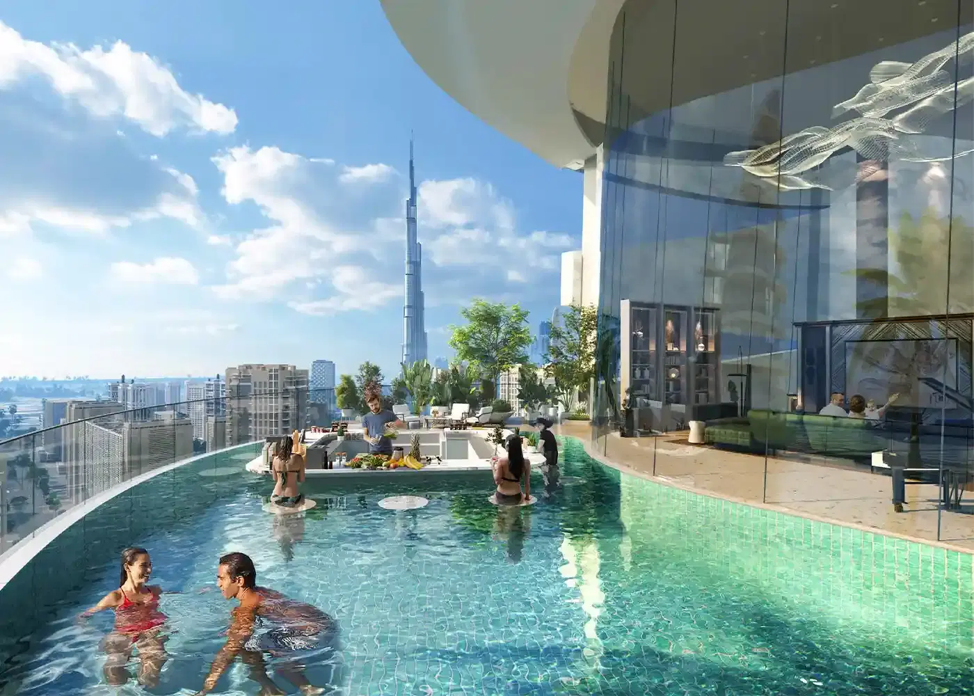 DAMAC Canal Heights 2 Infinity pool