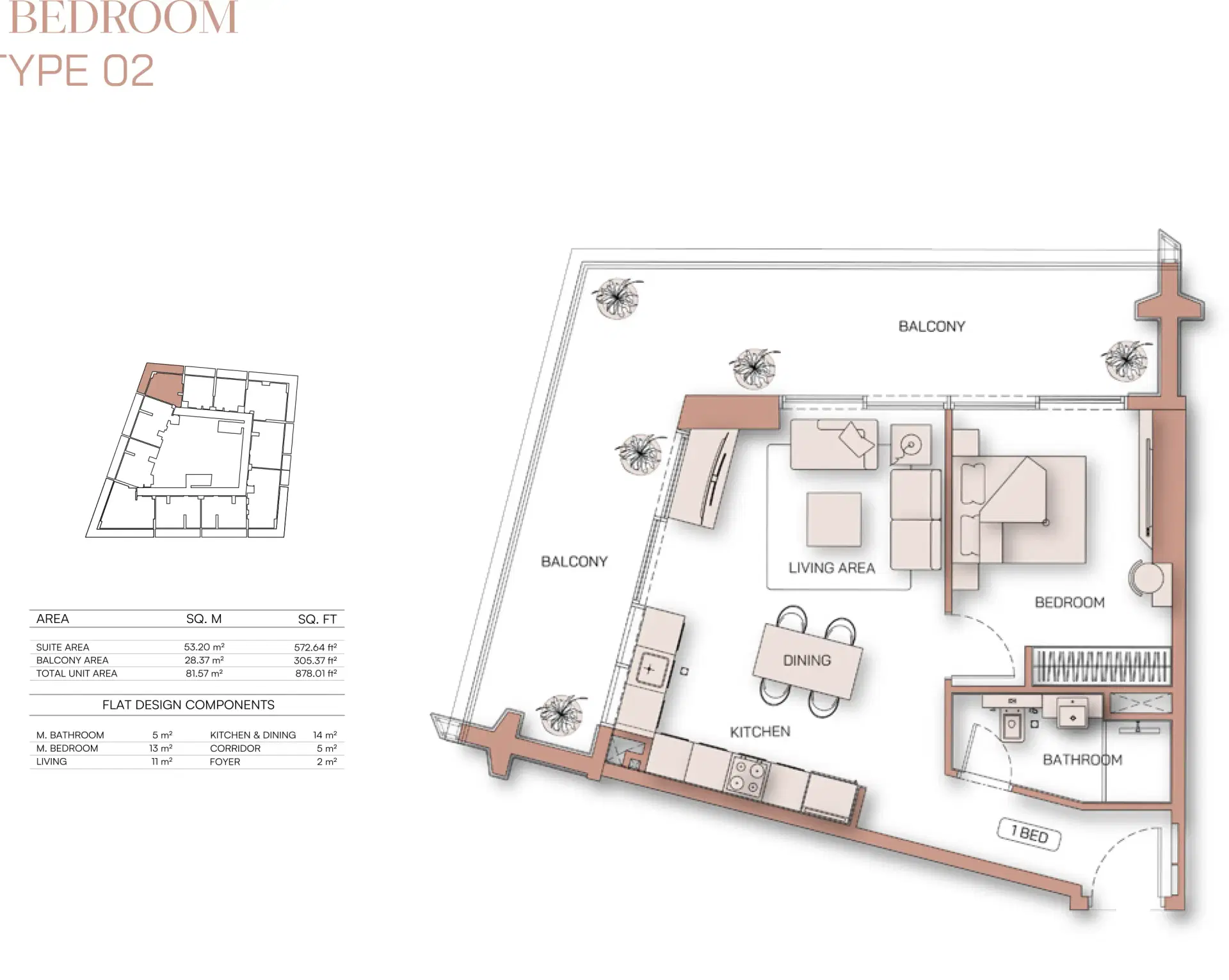1 Bedroom Apartments Type-1