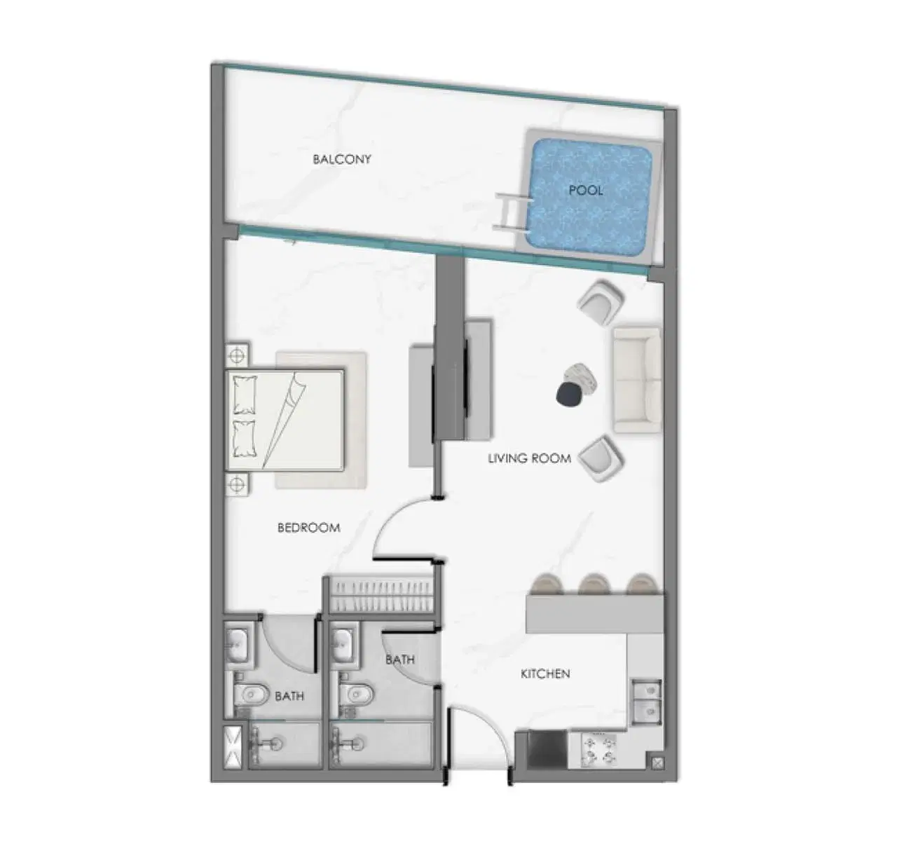 1 Bedroom Apartments 