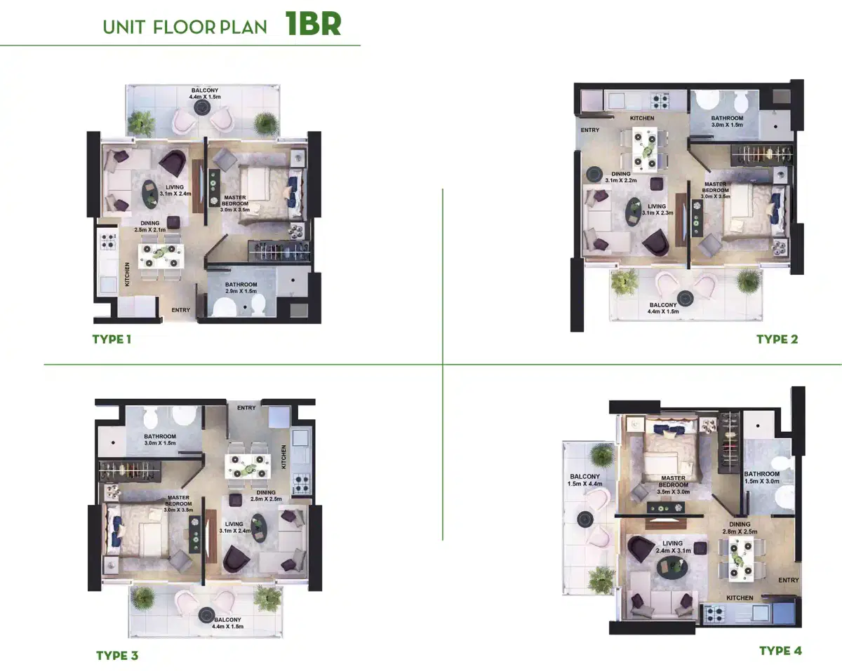 Golf Vita 1 Bedroom Apartments Floor Plan
