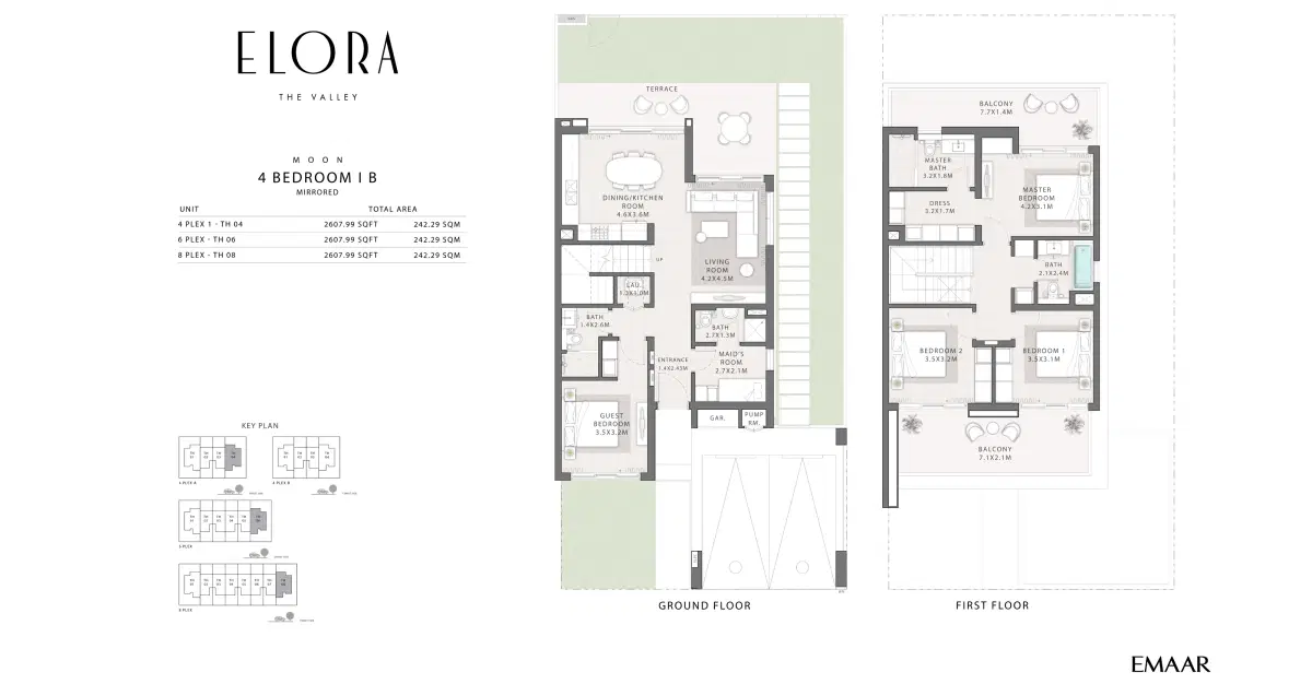 Elora The Valley by Emaar Dubai 4 Bedroom Townhouses Floor Plan