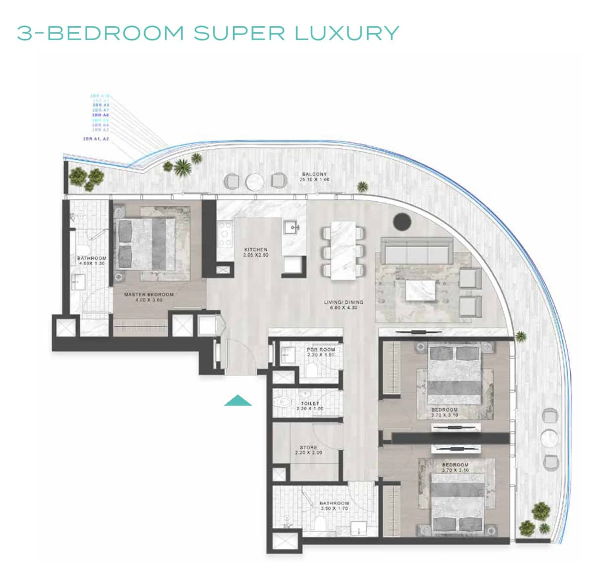 3 Bedroom Apartments