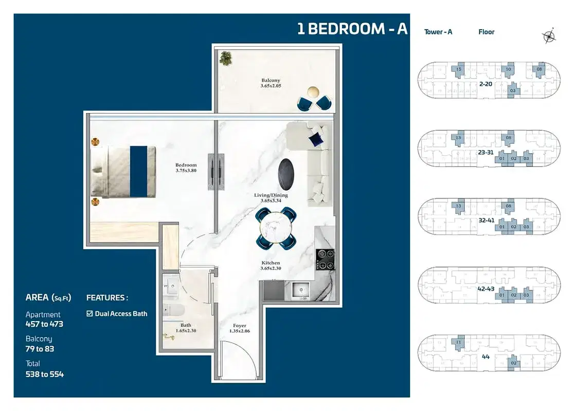 Serenz By Danube 1 Bedroom Apartments Floor Plan