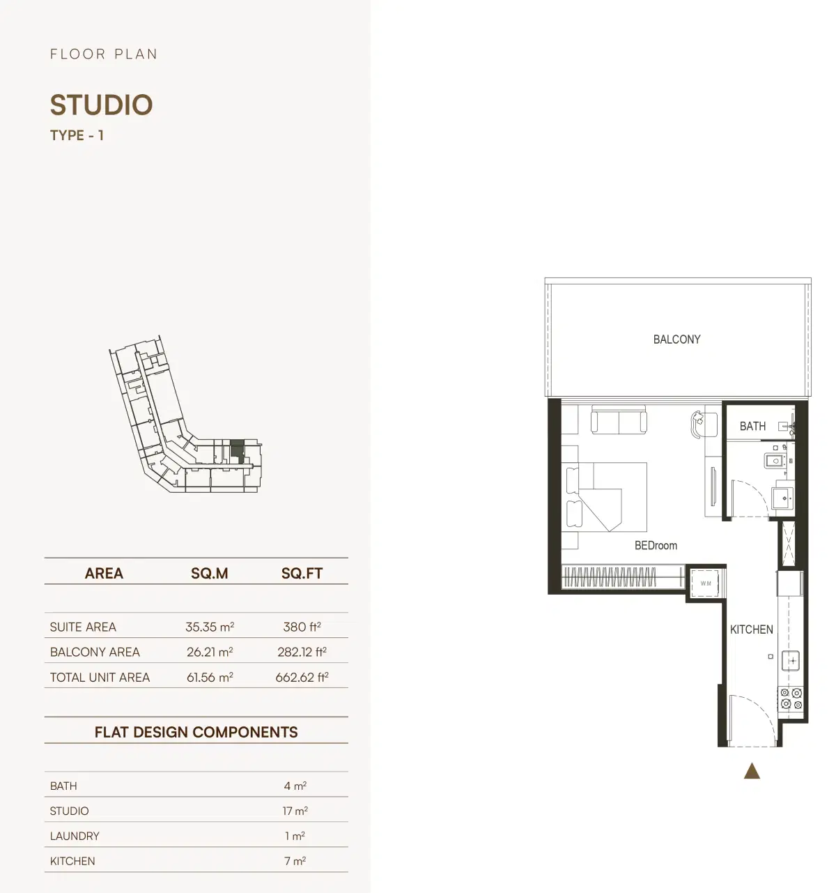 Binghatti Haven In Dubai Sports City Studio Floor Plan