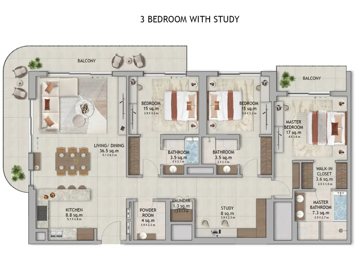 3 Bedroom Apartments