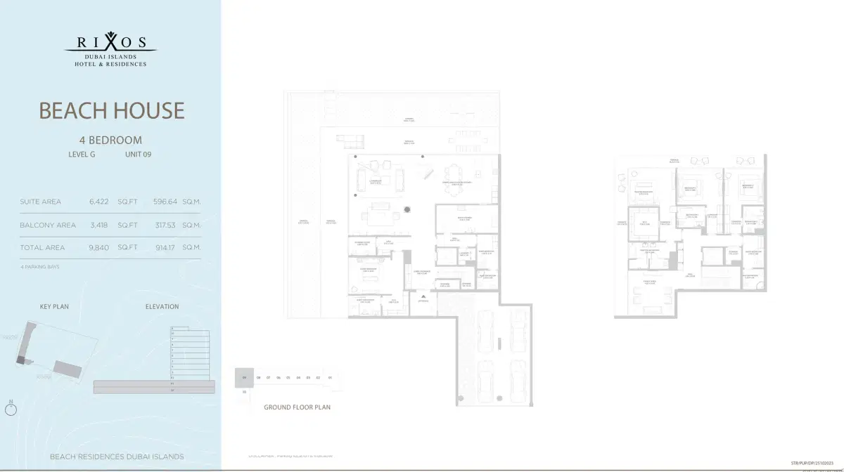 Nakheel Rixos Phase 2 Dubai 4 BR Floor Plan 9,840 Sq. Ft.