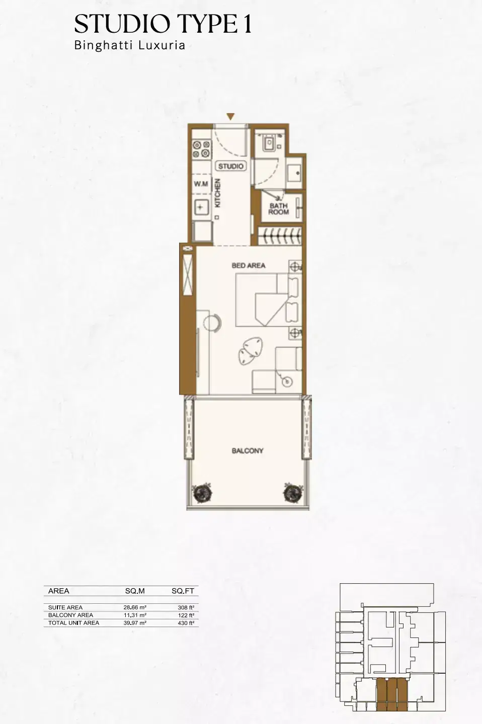 Binghatti Luxuria at JVT | Studio & Apartments Studio Floor Plan