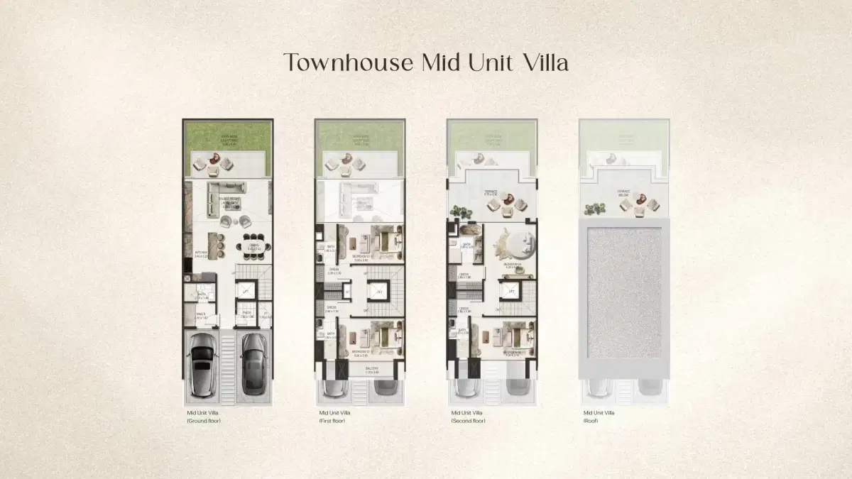 Binghatti Tilal Townhouses Villas & Mansion at Dubailand 4 BR Townhouse Floor Plan