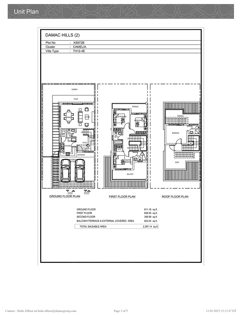 Damac Camelia 4 Bedroom Townhouses Floor Plan