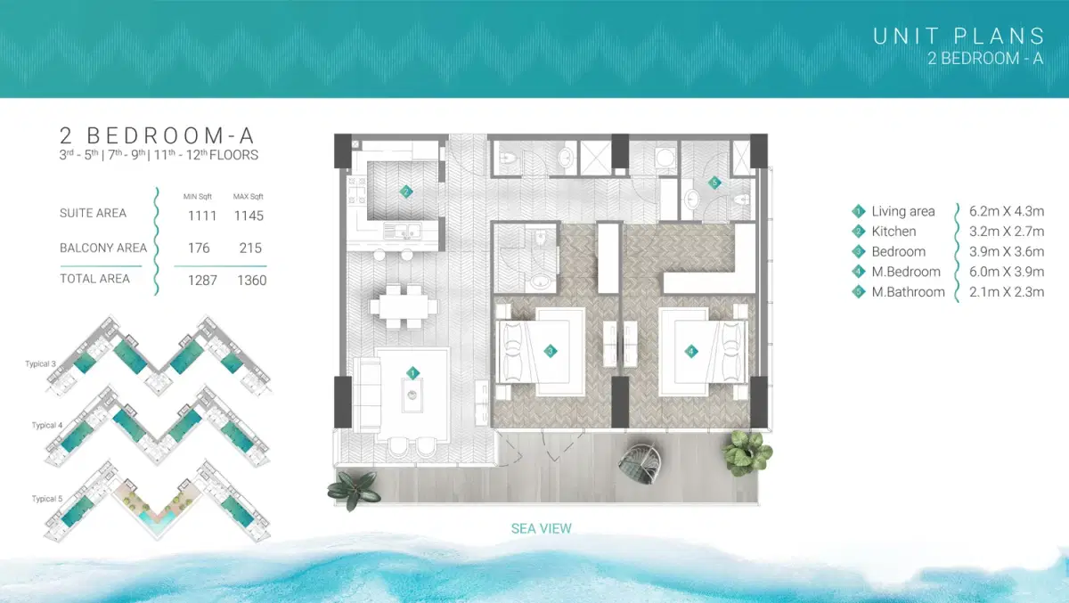 Durar Moonstone Al Marjan Island 2 Bedroom Apartments Floor Plan