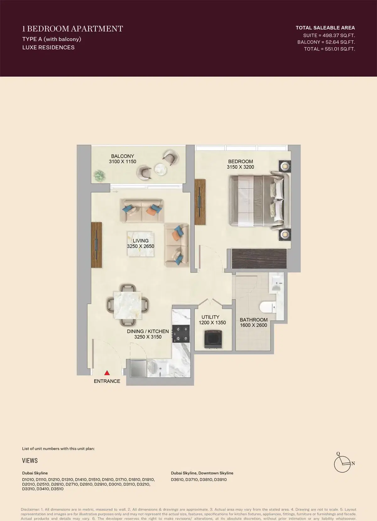 Sobha Skyvue Altier at Sobha Hartland 2 | Luxury Apartments 1 BR Apartment Floor Plan