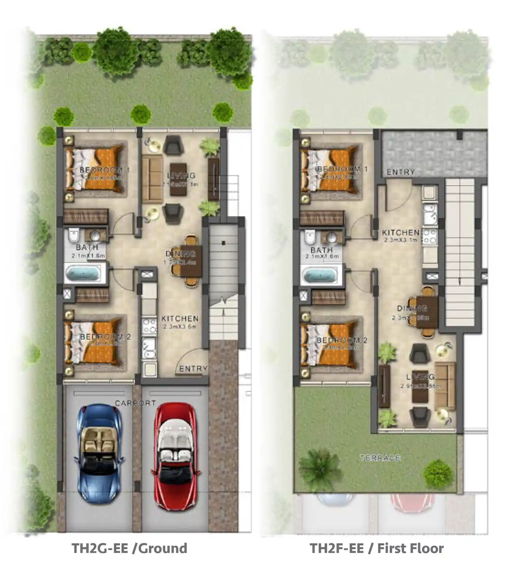 2 Bedroom Townhomes