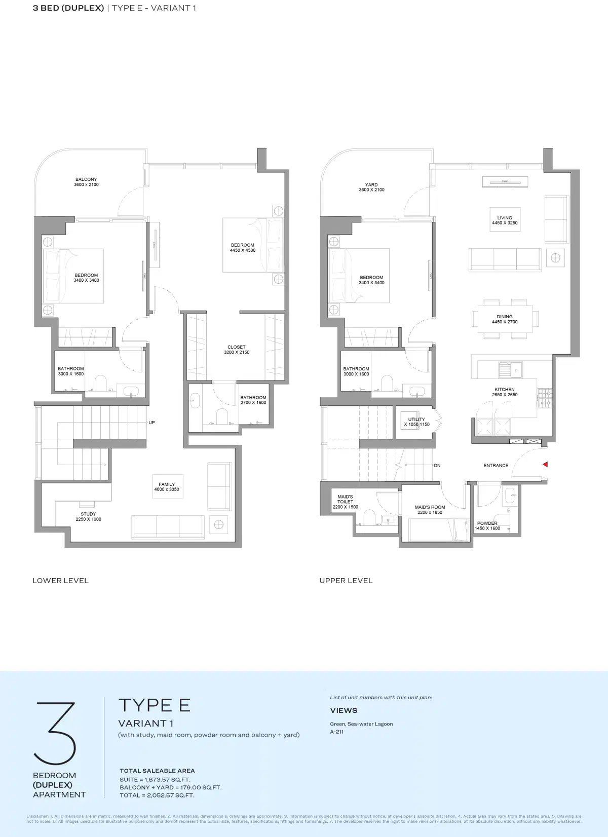 Florine Beach Residences At Sobha Siniya Island 3 Bedroom Appartment Type-2 Floor Plan