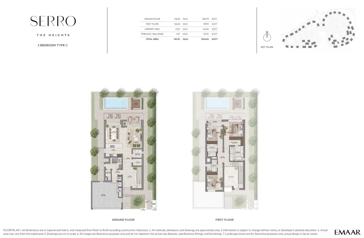 Emaar Serro Villa at The Heights Country Club & Wellness 3 BR Villa Floor Plan
