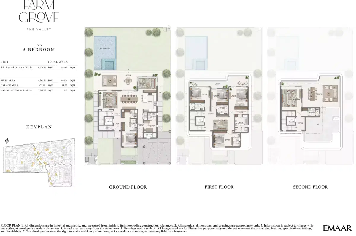 Emaar Farm Grove At The Valley Dubai 5 Bedroom Stand Alone Villa Floor Plan