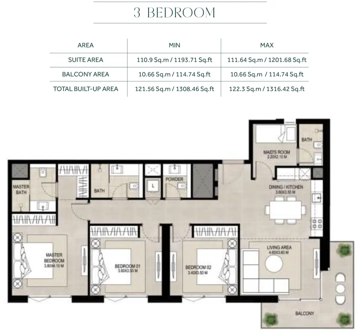 3 Bedroom Apartments