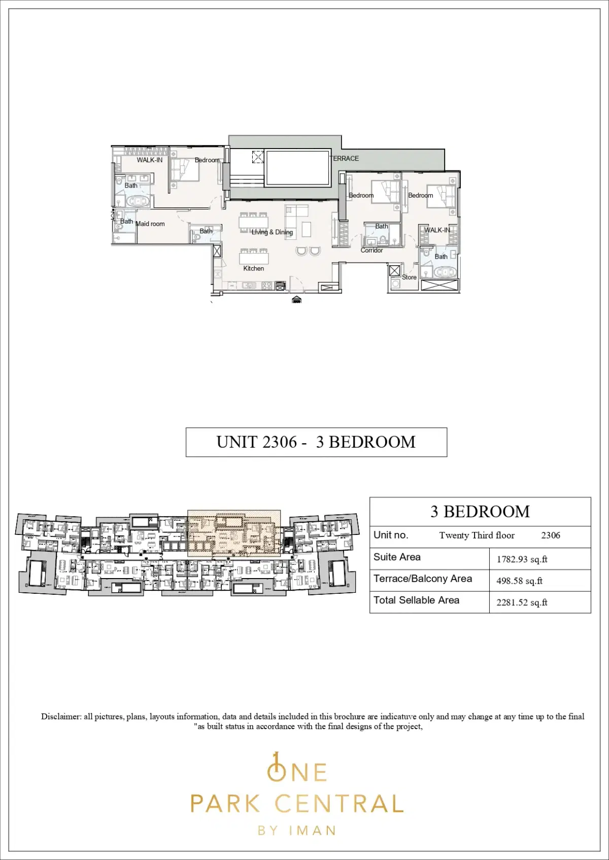 Iman One Park Central Jvc 3 BR Penthouses Floor Plan