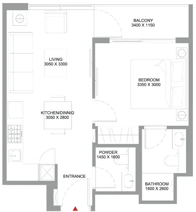 Sobha Starline Beach Residences At Siniya Island 1 Bedroom Apartments Floor Plan