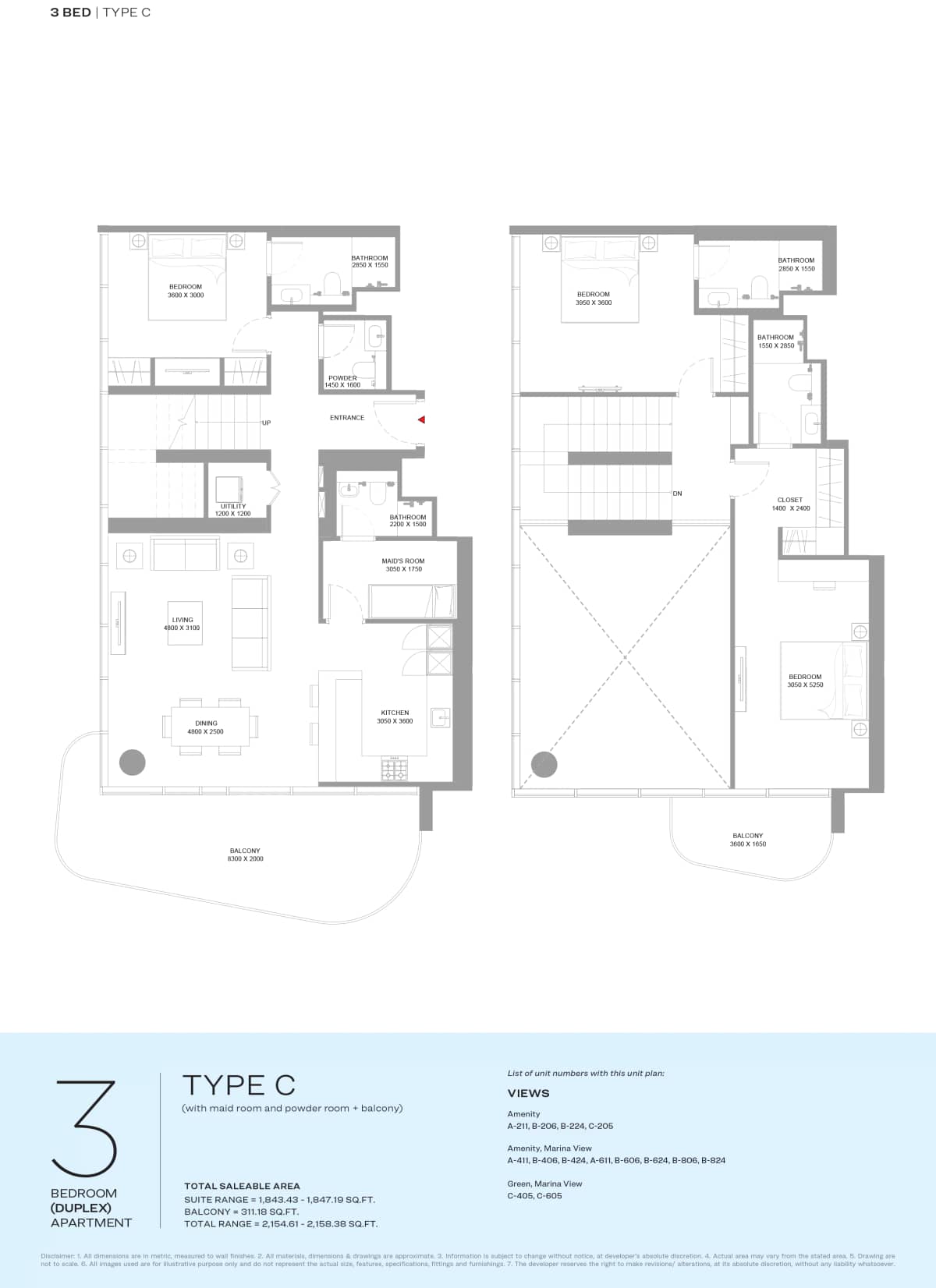 3 Bedroom Duplex Apartments