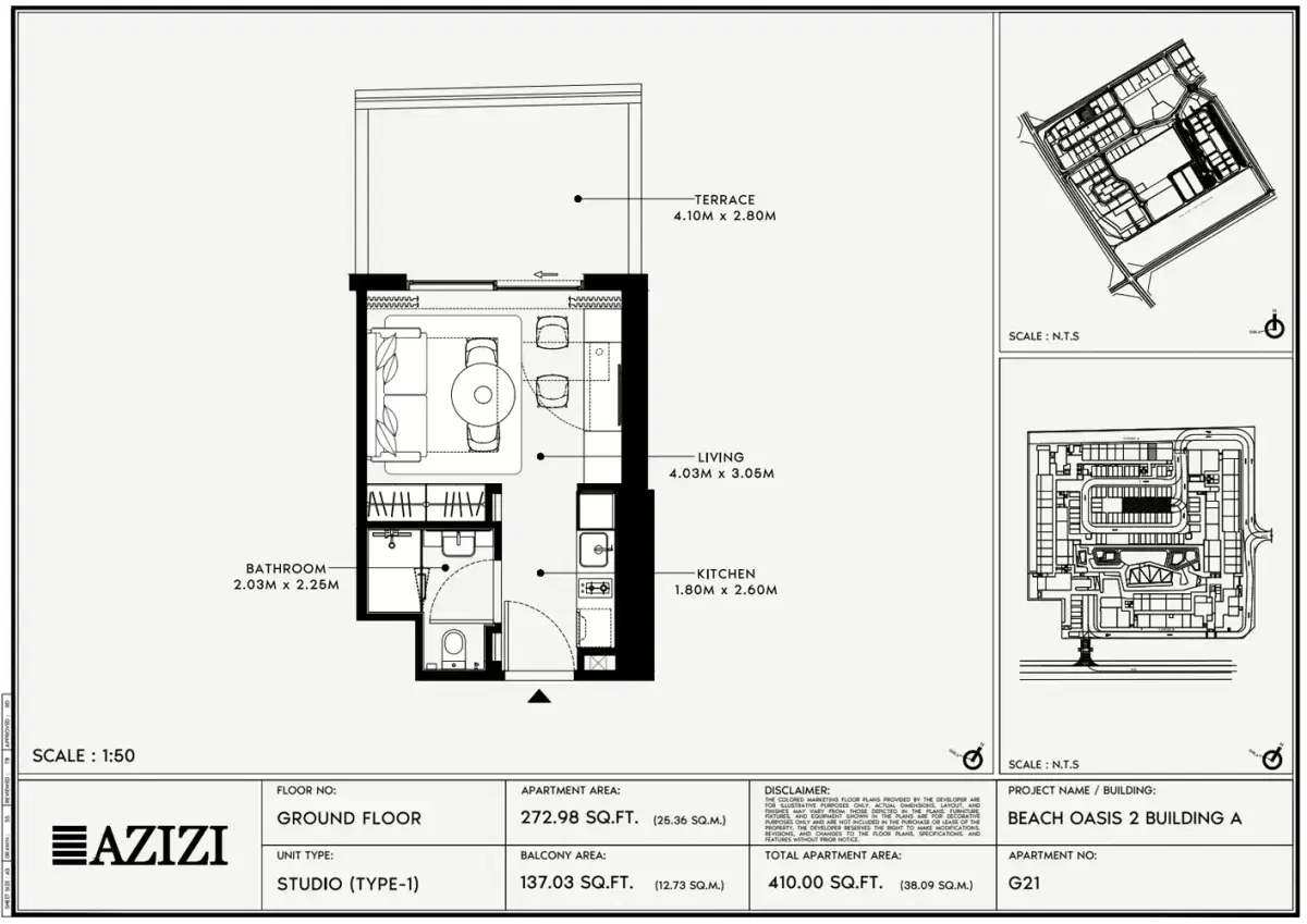 Azizi Beach Oasis 2 at Dubai Studio City Studios Floor Plan