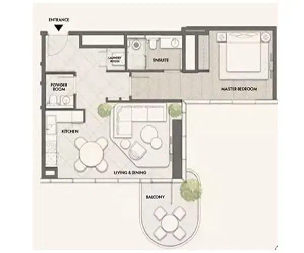 Signature W Residences Dubai Jumeirah Lakes Towers 1 BR Apartment Floor Plan