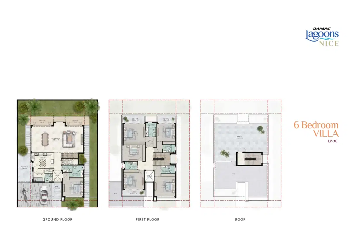 Damac Lagoons Nice 6 Bedroom Villas Floor Plan