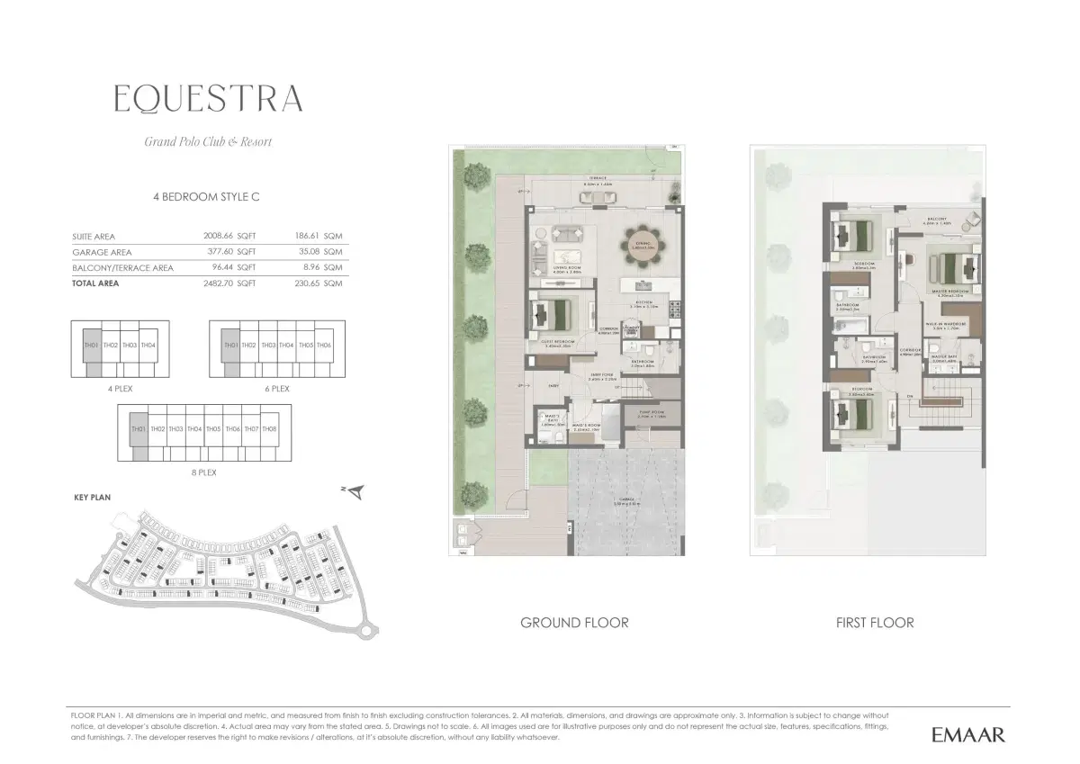 Emaar Equestra At Grand Polo Club And Resort 4 BR Townhouses Floor Plan