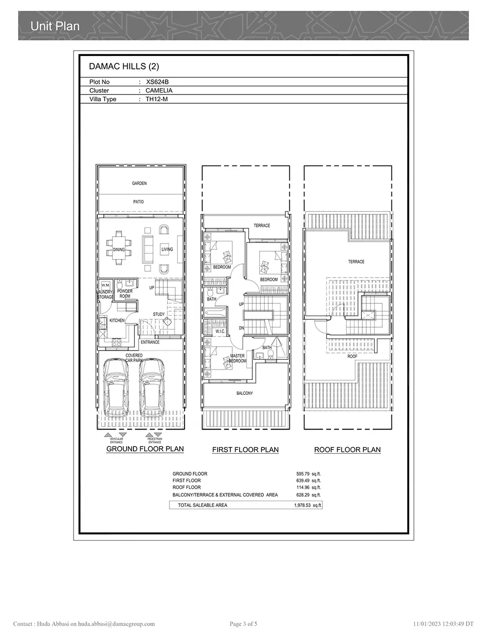 Damac Camelia 3 Bedroom Townhouses Floor Plan