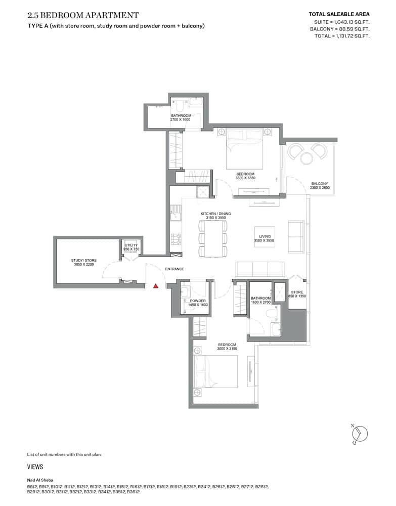 2.5 Bedroom Apartments