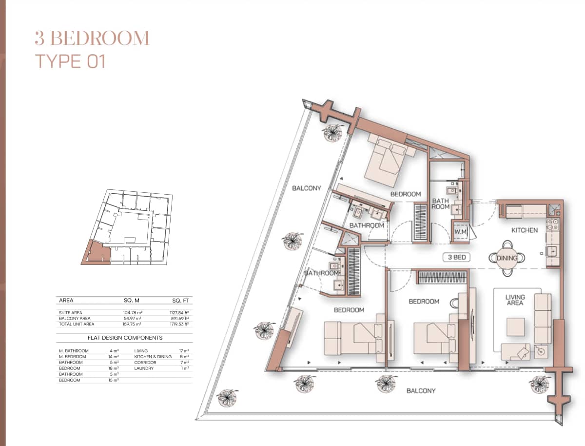 3 Bedroom Apartments Type-1