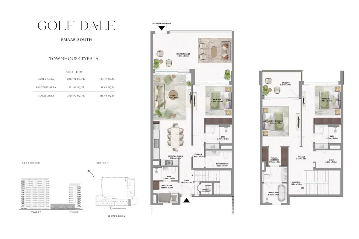 Golf Dale At Emaar South Townhouse Type-1A Floor Plan