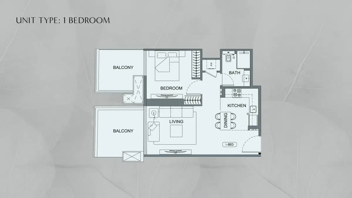 Binghatti Etherea at JVC, Dubai - Studio & Apartments 1 BR Apartment Floor Plan