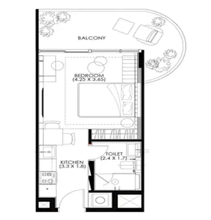 Hammock Park Apartments by Divine at Wasl Gate Studio Floor Plan