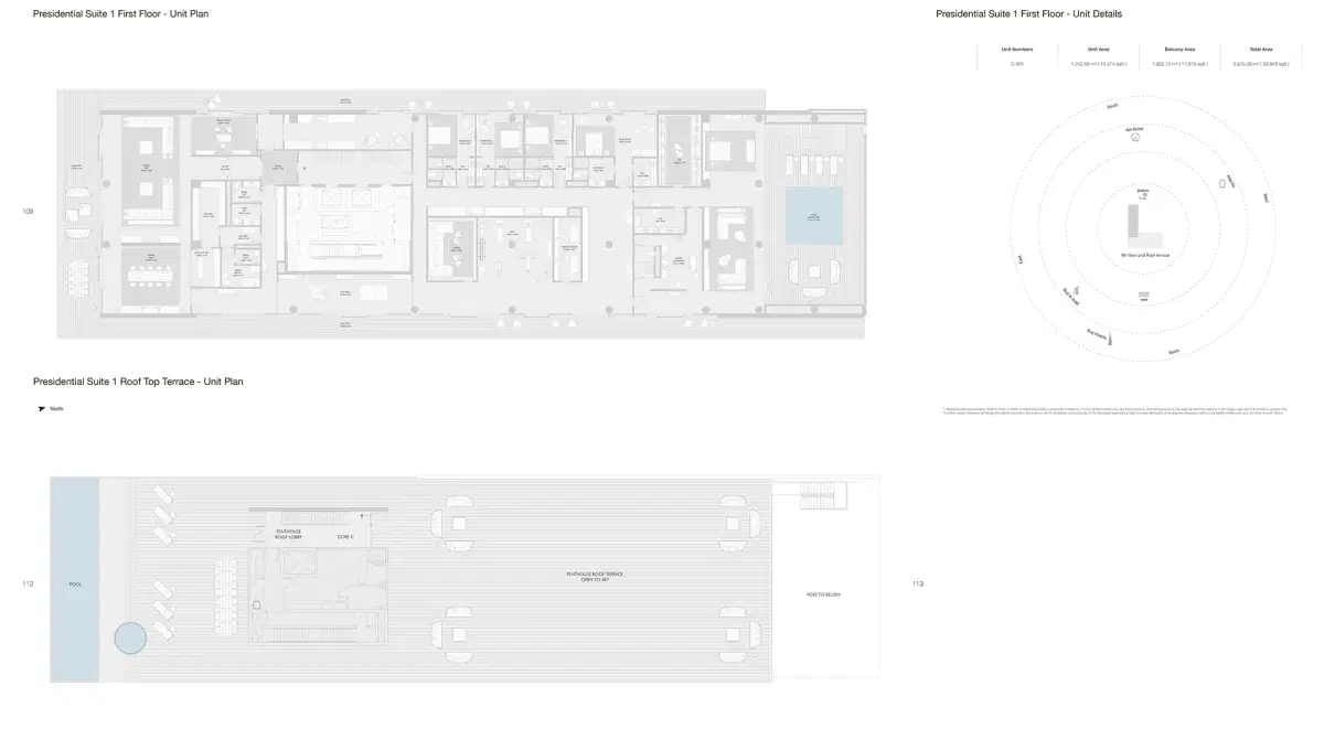 Armani Beach Residences Dubai 5 BR Floor Plan 30,949 Sq. Ft.