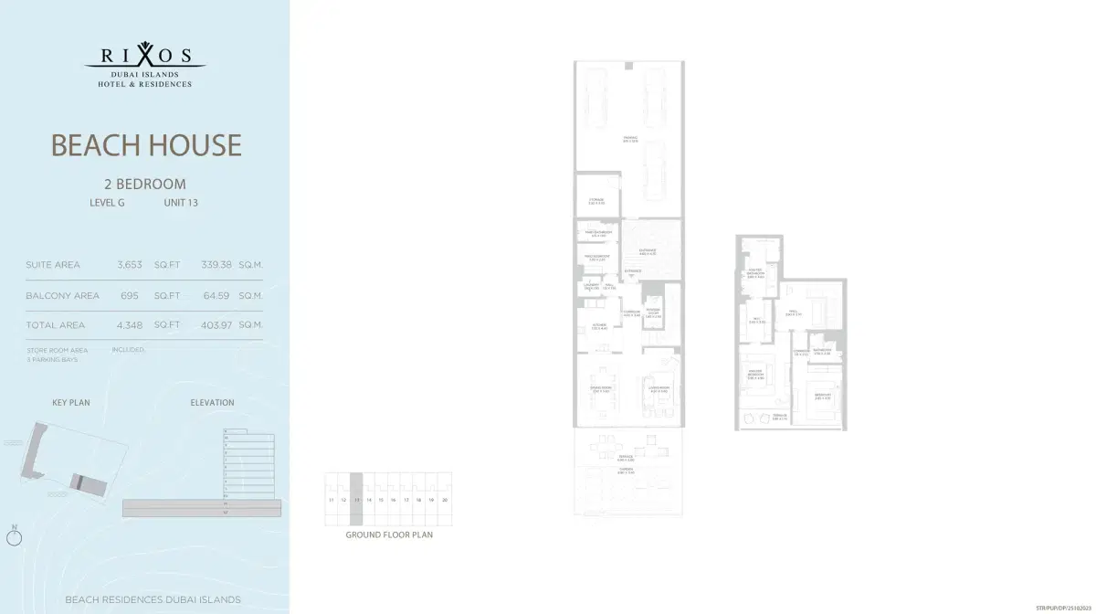 Nakheel Rixos Phase 2 Dubai 2 BR Floor Plan 4,348 Sq. Ft.