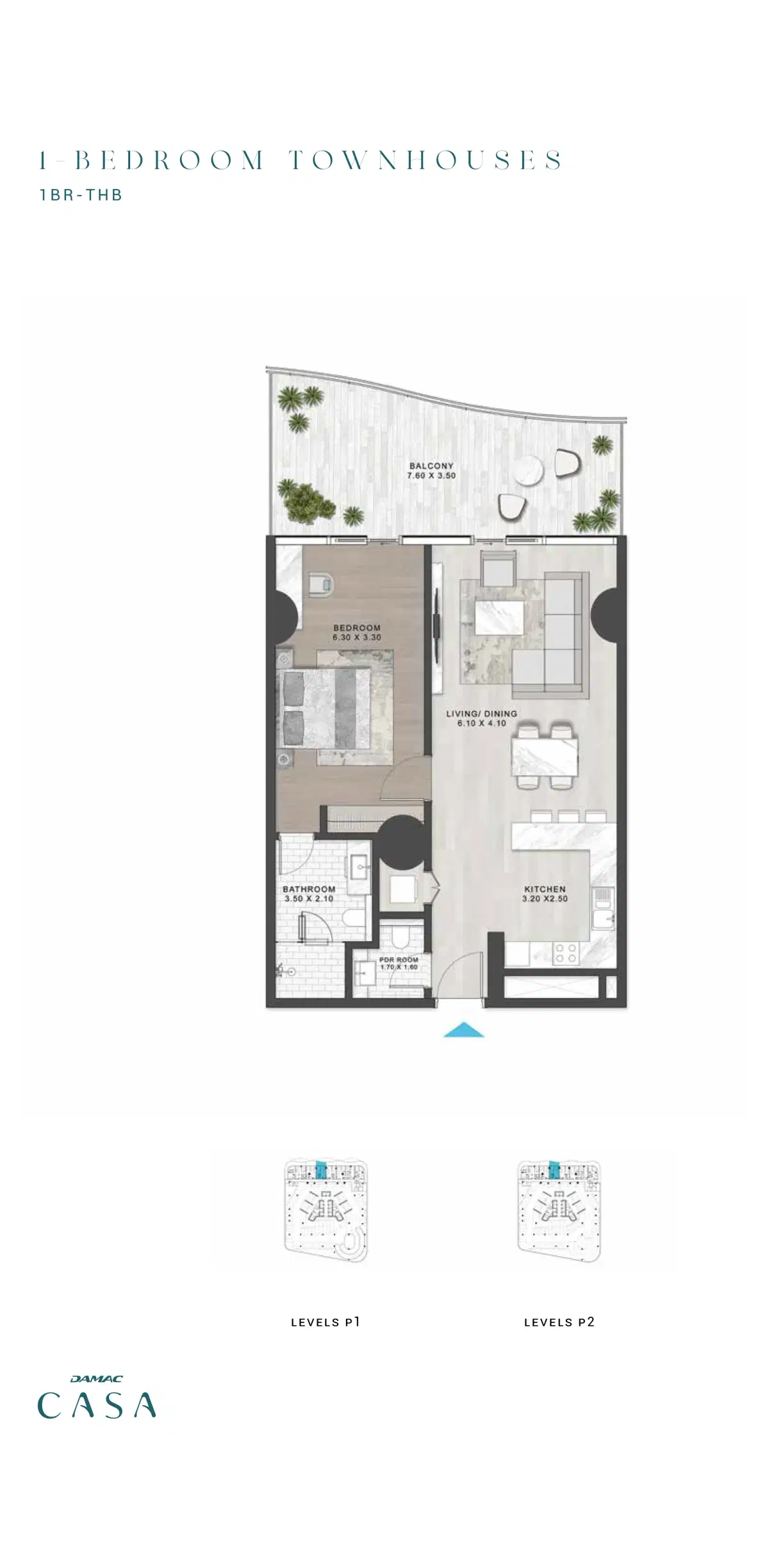 Damac Casa 1 BR Townhouse Floor Plan