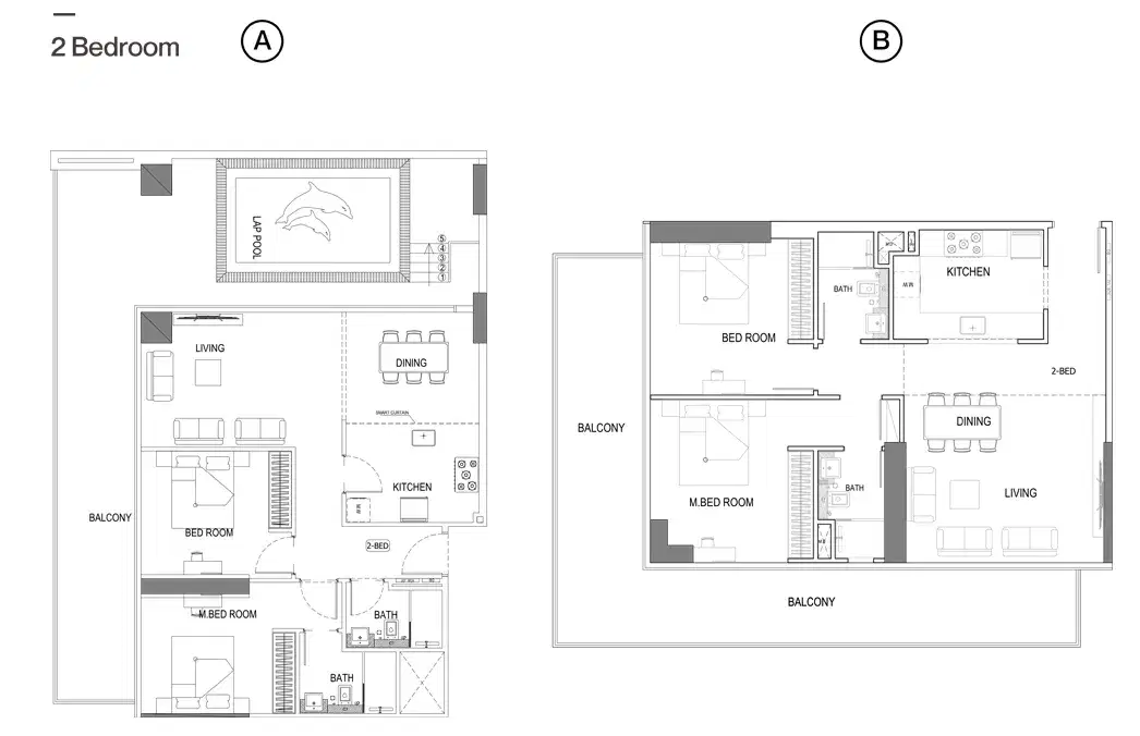 Binghatti Amber 2 BR Apartment Floor Plan