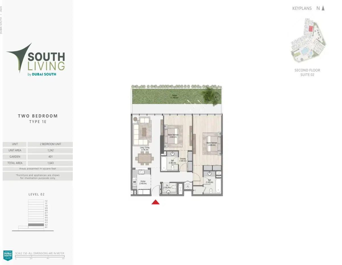 South Living 2 BR Apartments Floor Plan