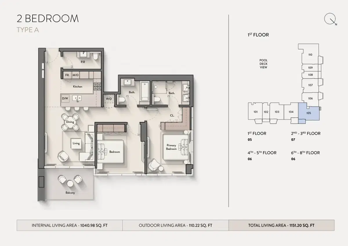 Ellington Hillmont Residences Jvc 2 BR Apartments Floor Plan