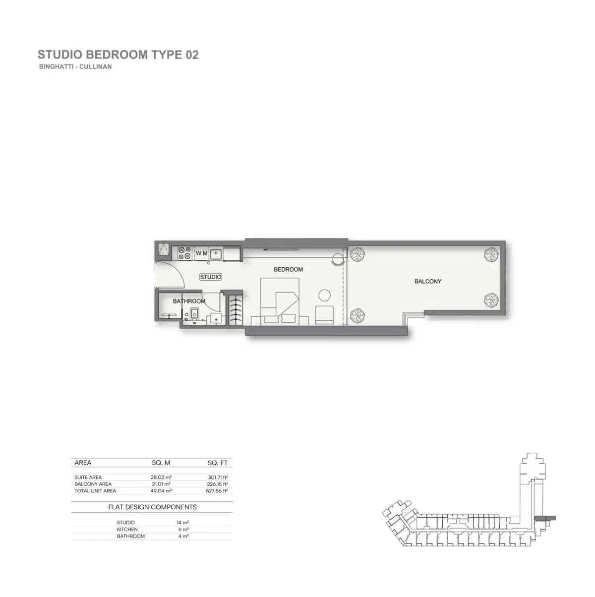 Binghatti Cullinan at Al Jaddaf | Luxury Studio & Apartments Studio Floor Plan