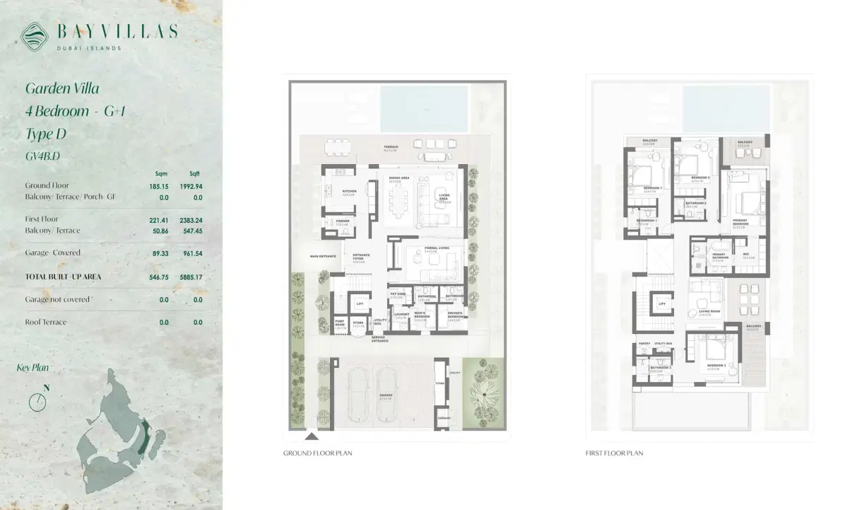 NAKHEEL Bay Townhouses & Villas at Dubai Islands 4 BR Floor Plan 5,885 Sq. Ft.