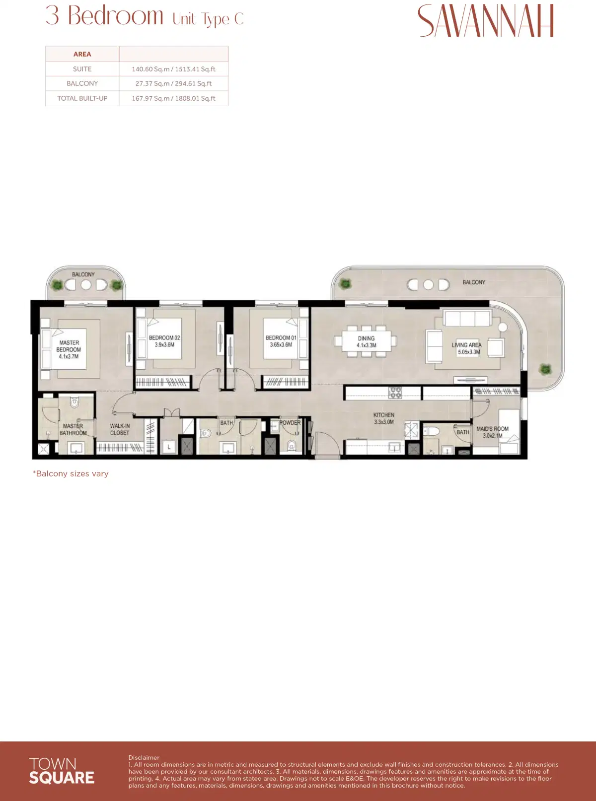 Savannah by Nshama 3 Bedroom Apartments Floor Plan