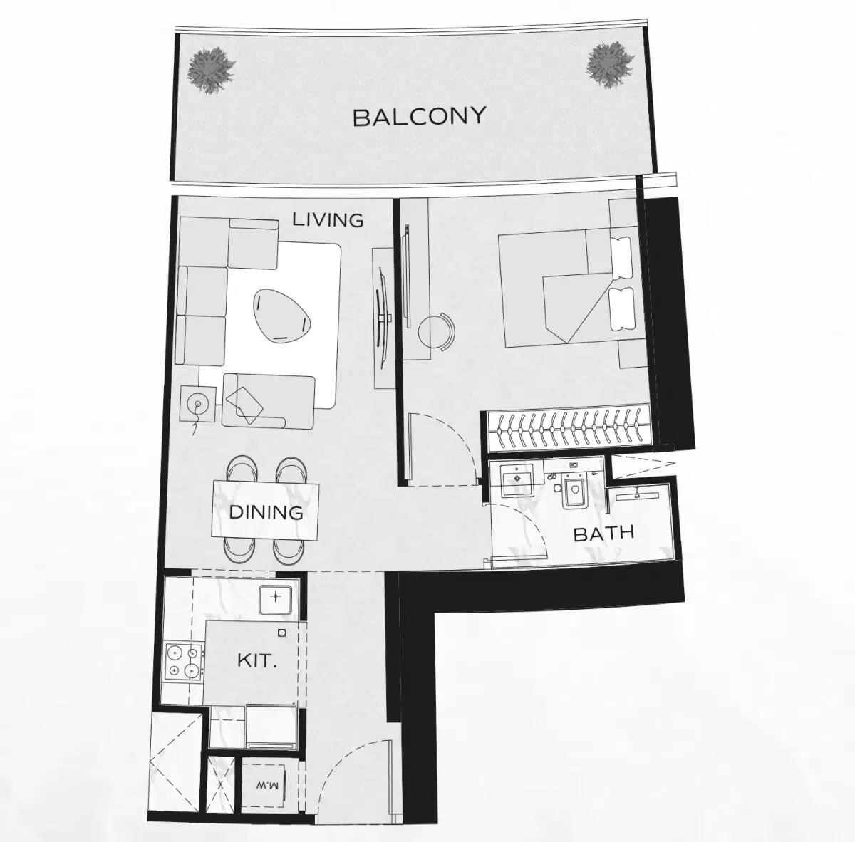 Binghatti Aquarise At Business Bay Dubai 1 BR Apartment Floor Plan