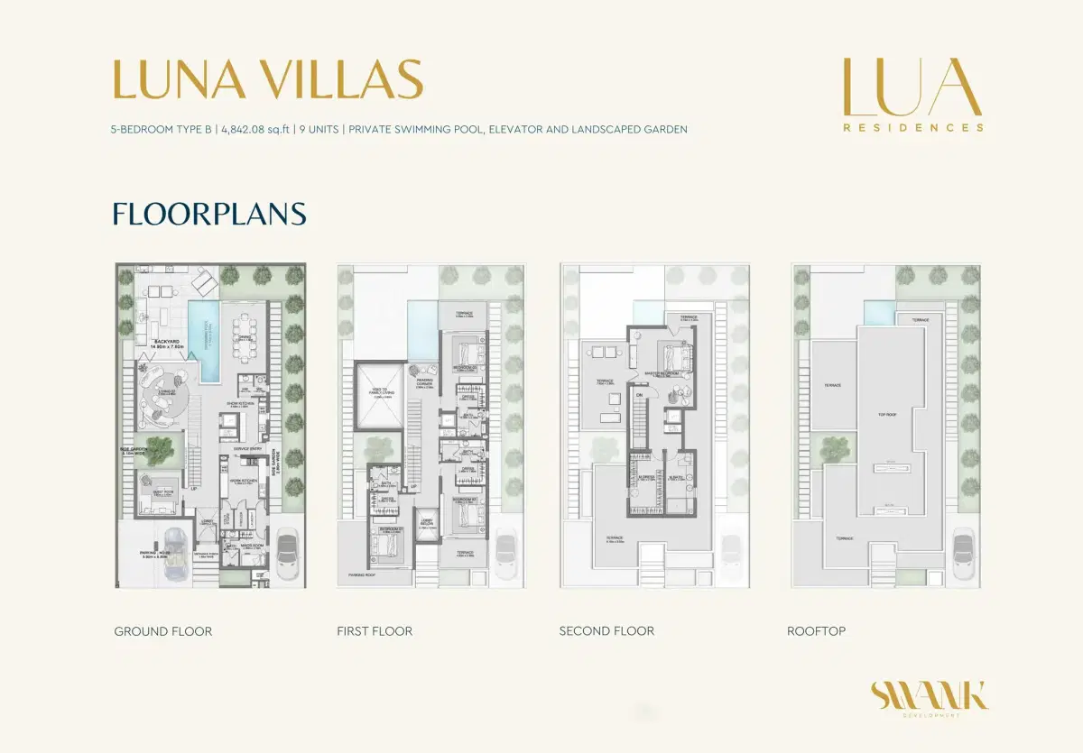 Swank Lua Residence Villas at MBR City Dubai 5 BR Floor Plan 4,842 Sq. Ft.