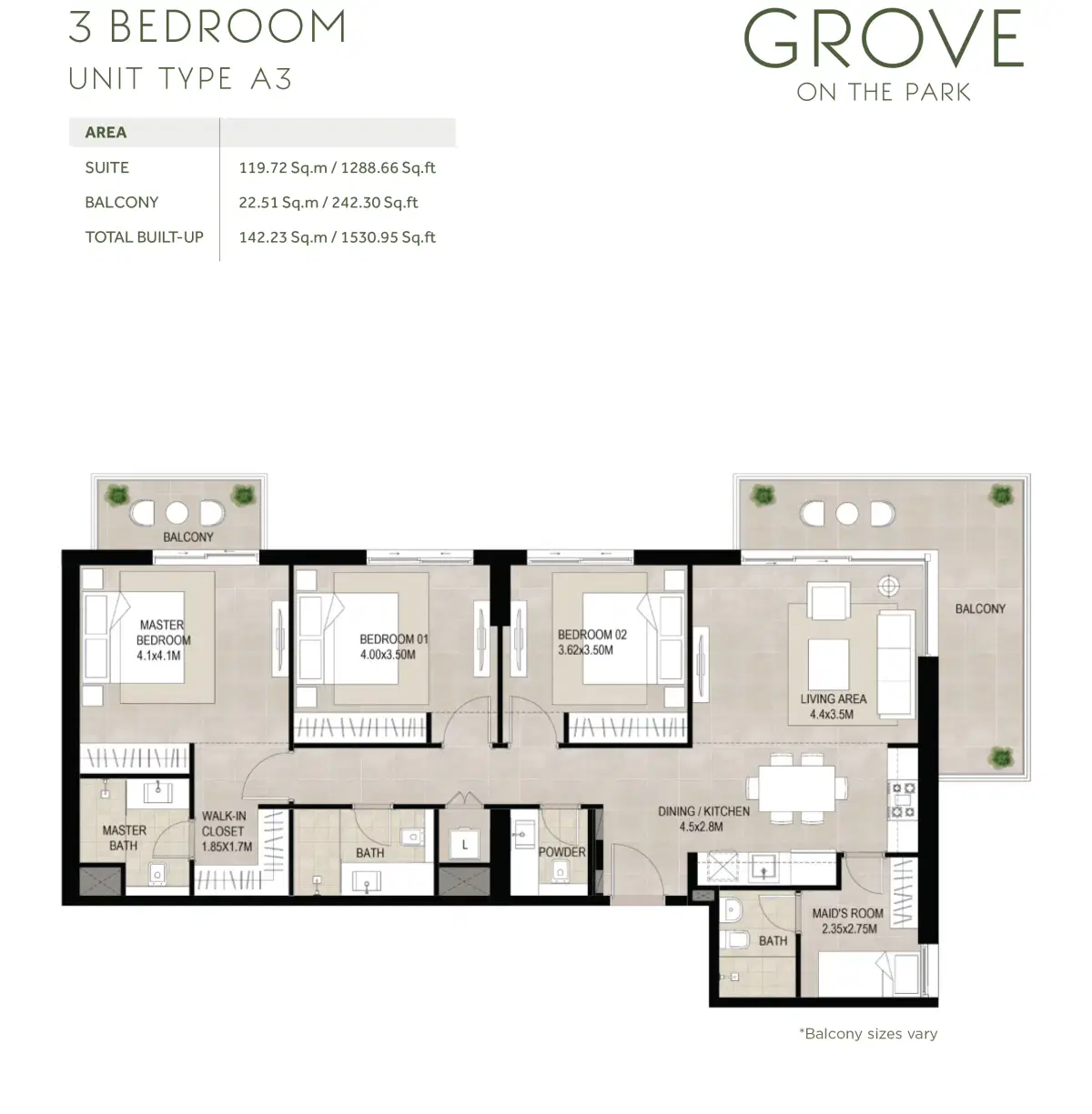 3 Bedroom Apartments
